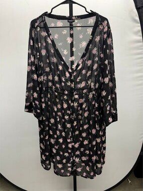 Torrid Black Foral Sheer Blouse